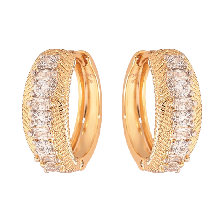 Серьги Xuping цвет позолота 18K + родий колечки узор с кристаллами фото №4