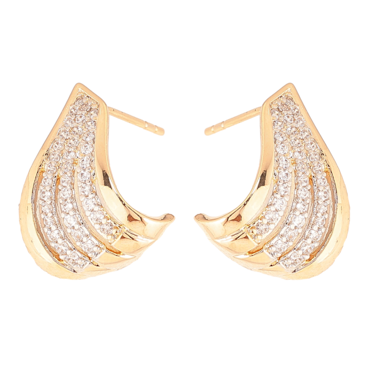 Сережки Xuping колір позолота 18K + родій пусети візерунок з інкрустацією кристалами фото №8 Сережки Xuping колір позолота 18K + родій пусети візерунок з інкрустацією кристалами фото №8