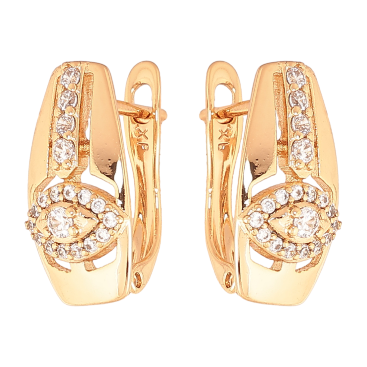 Серьги Xuping цвет позолота 18K английский замок декоративный узор с кристаллами фото №10