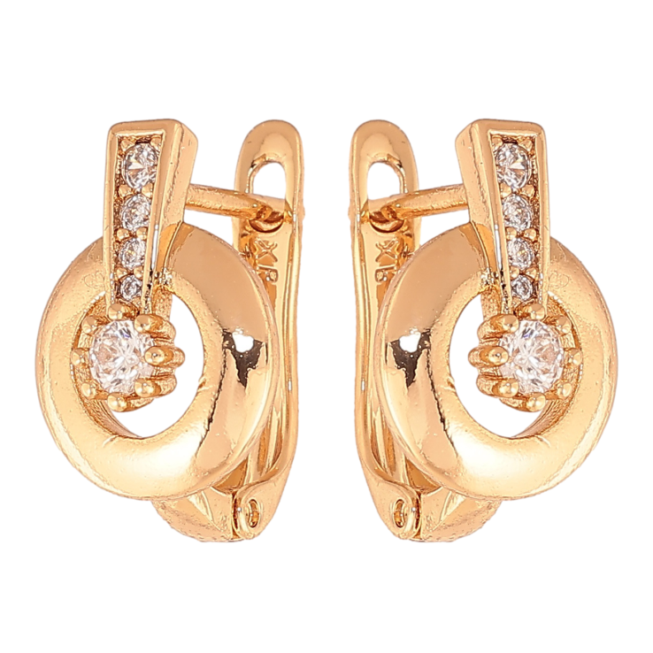 Серьги Xuping цвет позолота 18K английский замок узор с кристаллами фото №5