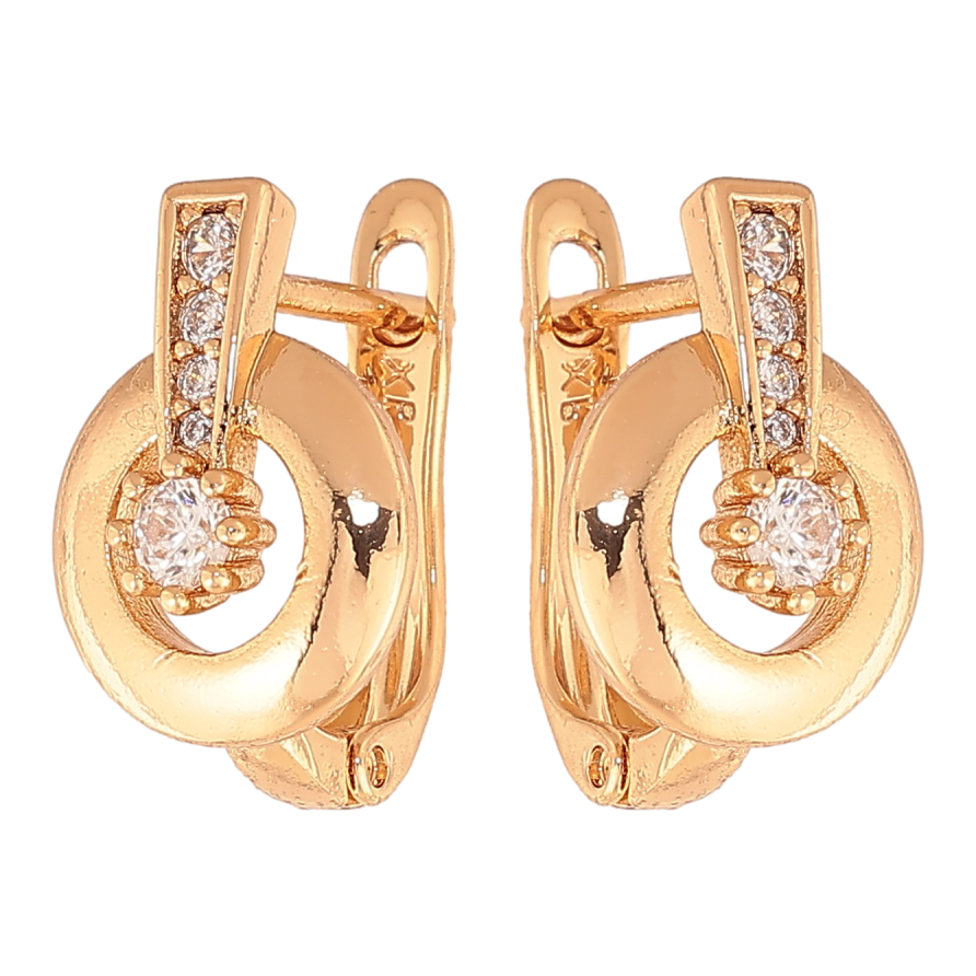 Серьги Xuping цвет позолота 18K английский замок узор с кристаллами фото №1