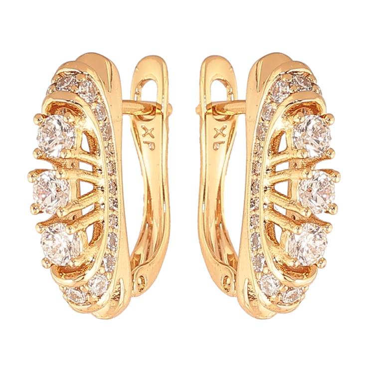 Серьги Xuping цвет позолота 18K английский замок узор с кристаллами фото №9