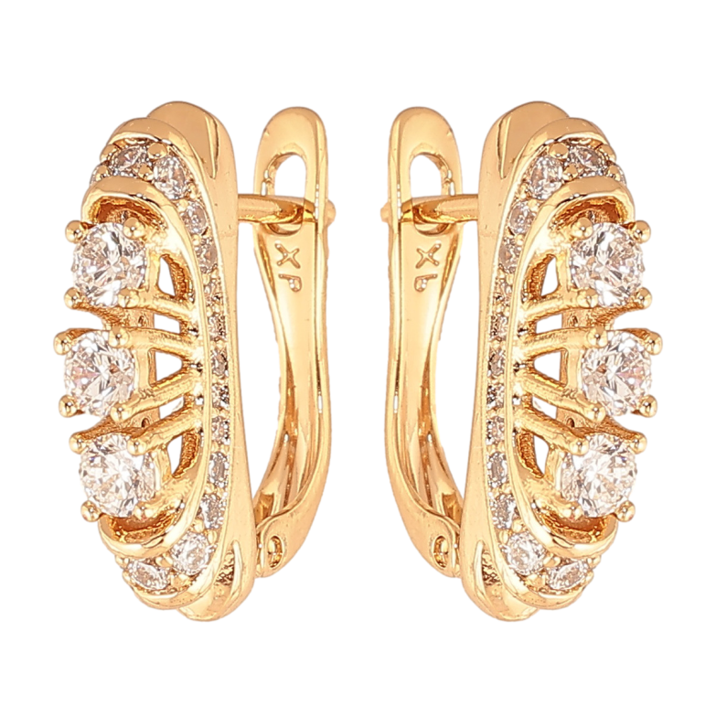 Серьги Xuping цвет позолота 18K английский замок узор с кристаллами фото №2