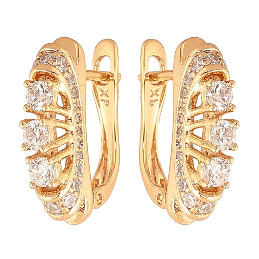 Серьги Xuping цвет позолота 18K английский замок узор с кристаллами фото №1