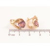 Серьги Xuping цвет позолота 18K английский замок капельки с сиреневыми кристаллами фото №2