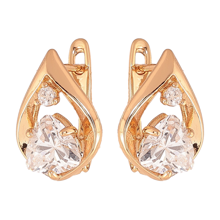 Серьги Xuping цвет позолота 18K английский замок капельки с кристаллами фото №6