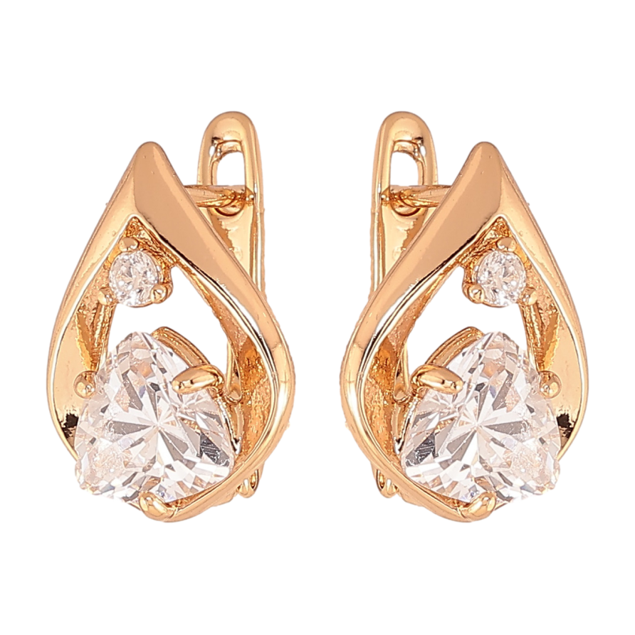 Серьги Xuping цвет позолота 18K английский замок капельки с кристаллами фото №1