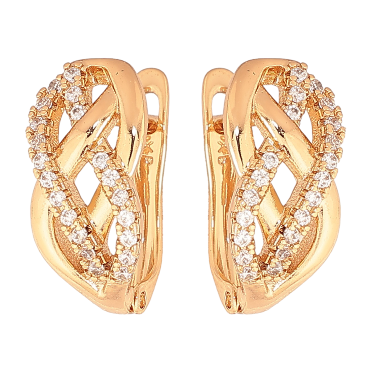 Серьги Xuping цвет позолота 18K английский замок узор с кристаллами фото №24