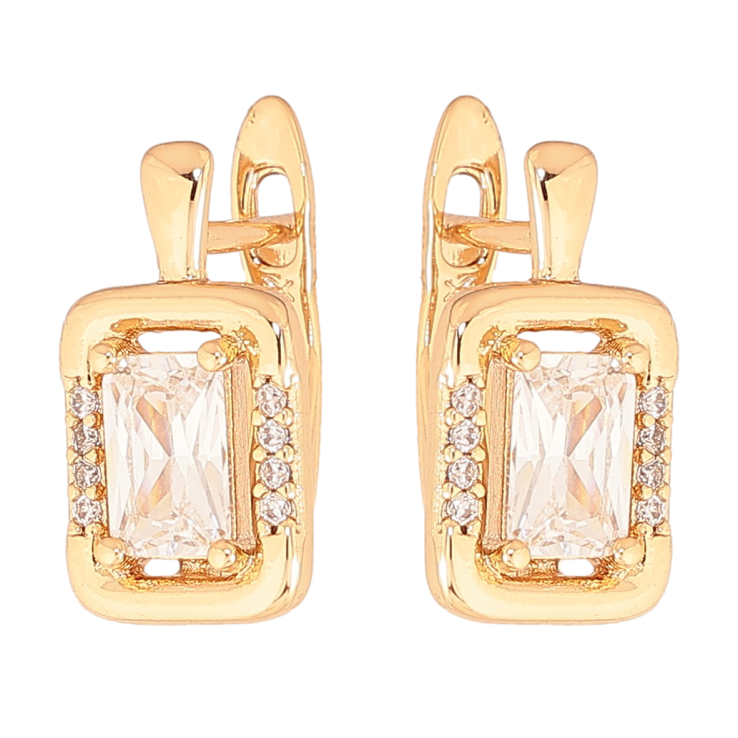 Серьги Xuping цвет позолота 18K английский замок узор с кристаллами фото №14