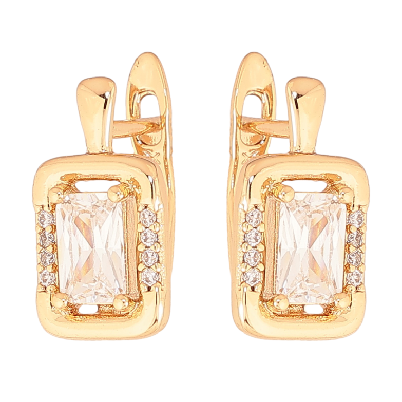 Серьги Xuping цвет позолота 18K английский замок узор с кристаллами фото №1