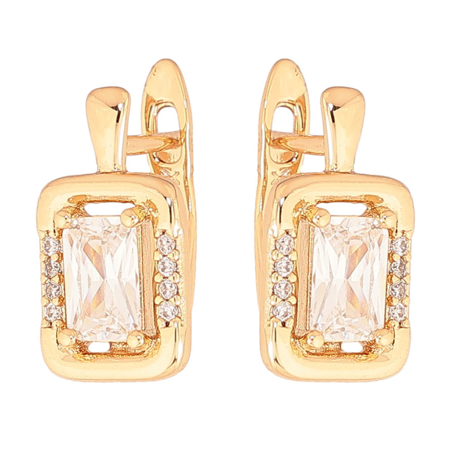 Серьги Xuping цвет позолота 18K английский замок узор с кристаллами фото №1