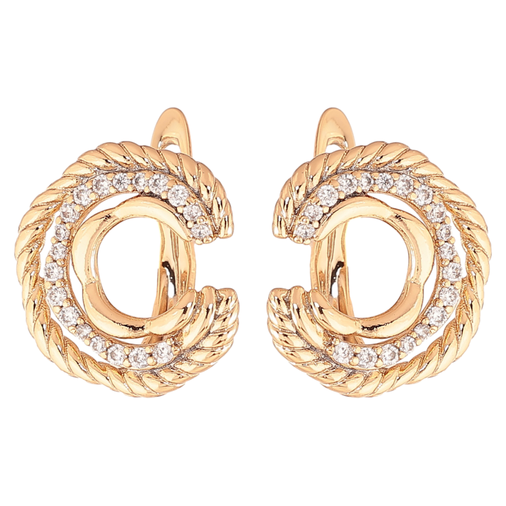 Серьги Xuping цвет позолота 18K английский замок узор с кристаллами фото №20