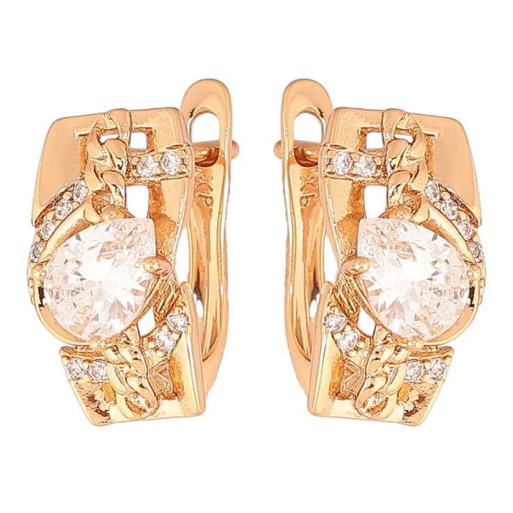 Серьги Xuping цвет позолота 18K английский замок узор с кристаллами фото №16