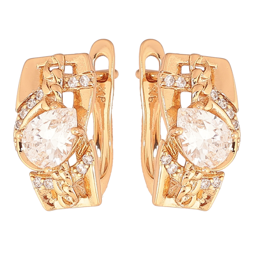 Серьги Xuping цвет позолота 18K английский замок узор с кристаллами фото №1