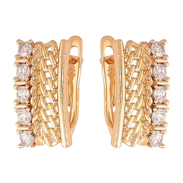 Серьги Xuping цвет позолота 18K английский замок узор цепочка с кристаллами фото №15