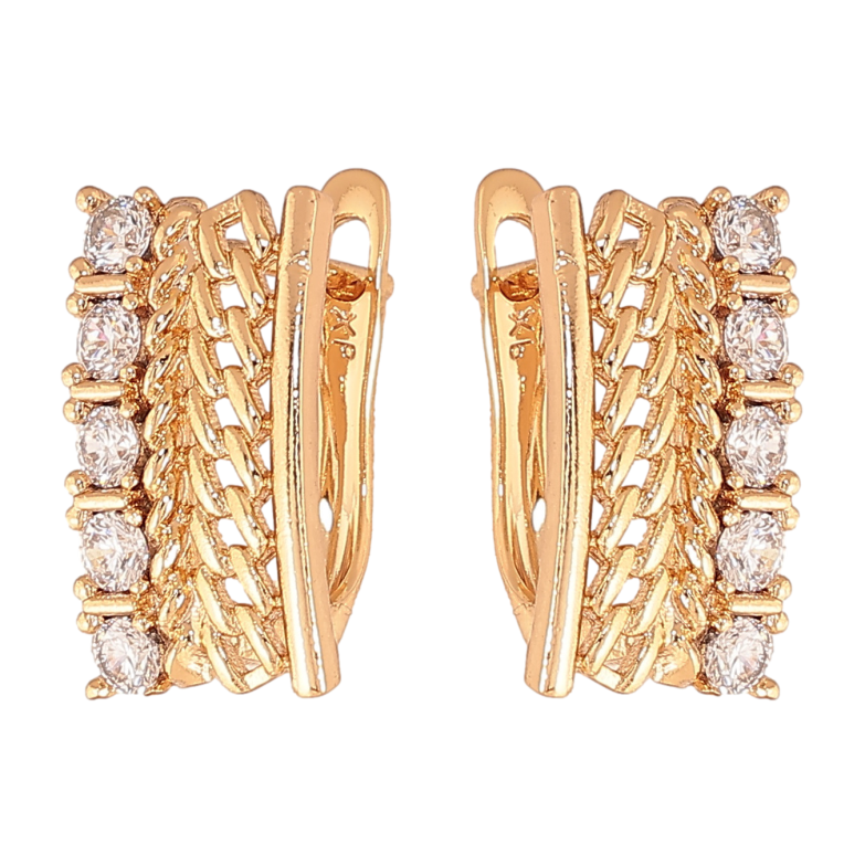 Серьги Xuping цвет позолота 18K английский замок узор цепочка с кристаллами фото №2 Серьги Xuping цвет позолота 18K английский замок узор цепочка с кристаллами фото №2