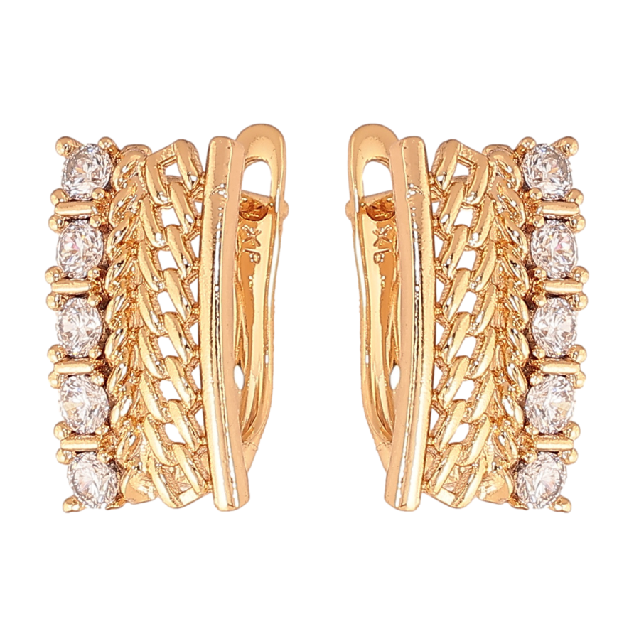 Серьги Xuping цвет позолота 18K английский замок узор цепочка с кристаллами фото №1