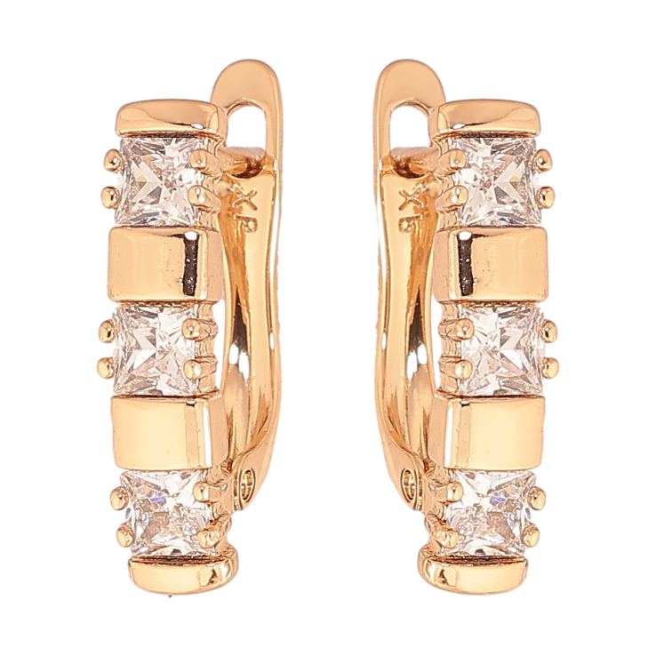 Серьги Xuping цвет позолота 18K английский замок узор с кристаллами фото №10