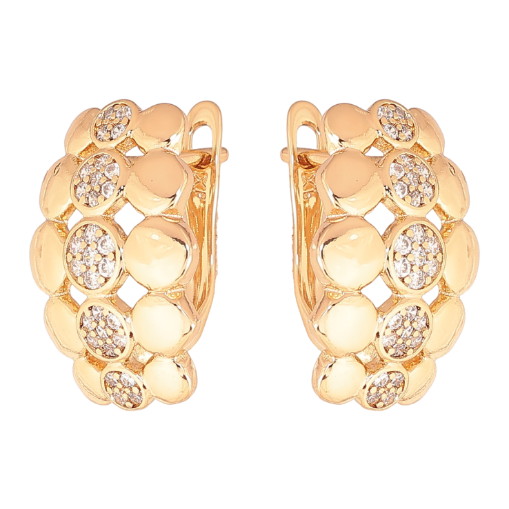 Сережки Xuping колір позолота 18K англійський замок візерунок з  кристалами фото №18