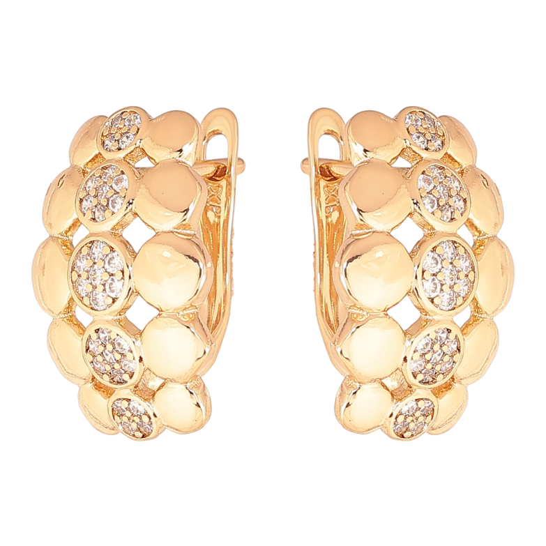 Сережки Xuping колір позолота 18K англійський замок візерунок з  кристалами фото №1