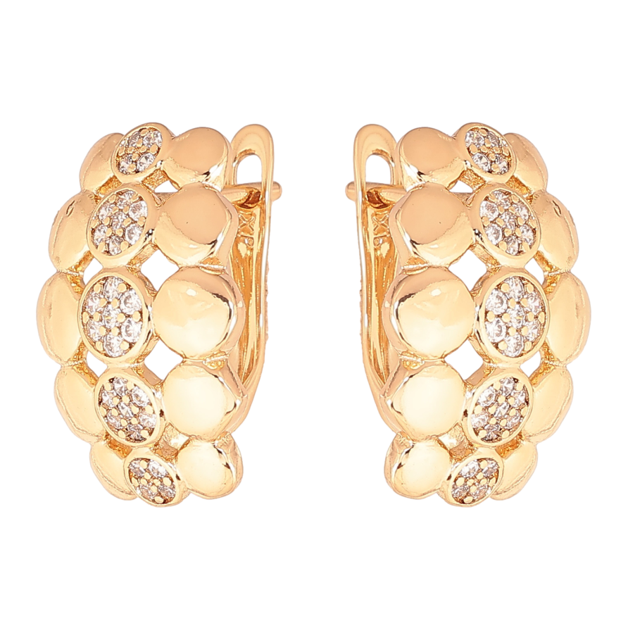 Сережки Xuping колір позолота 18K англійський замок візерунок з  кристалами фото №1