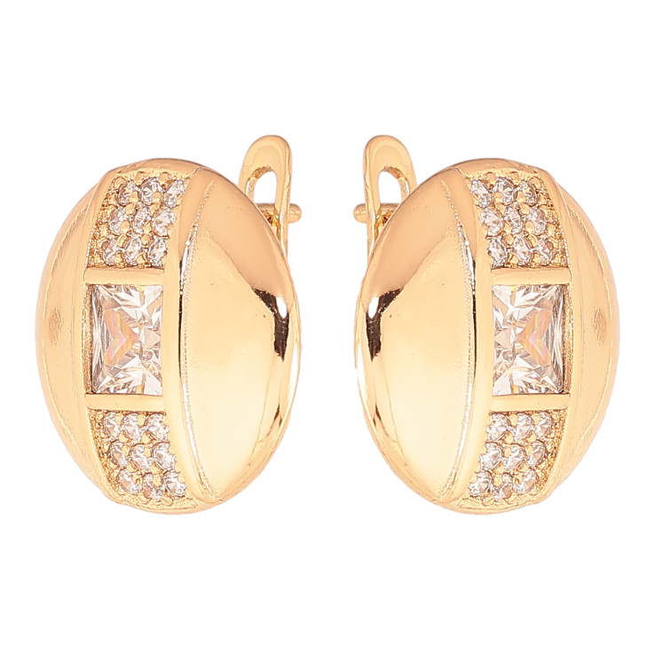 Сережки Xuping колір позолота 18K англійський замок візерунок з  кристалами фото №17