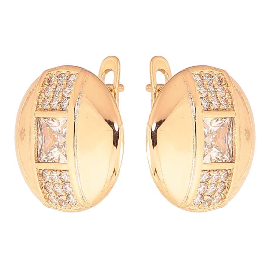 Сережки Xuping колір позолота 18K англійський замок візерунок з  кристалами фото №1