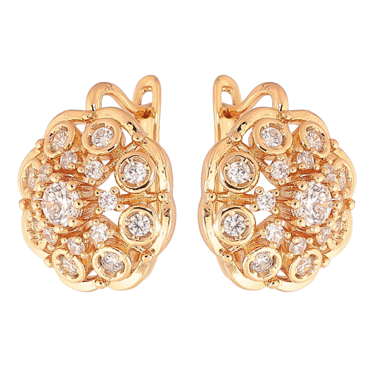 Сережки Xuping колір позолота 18K англійський замок візерунок з  кристалами фото №15