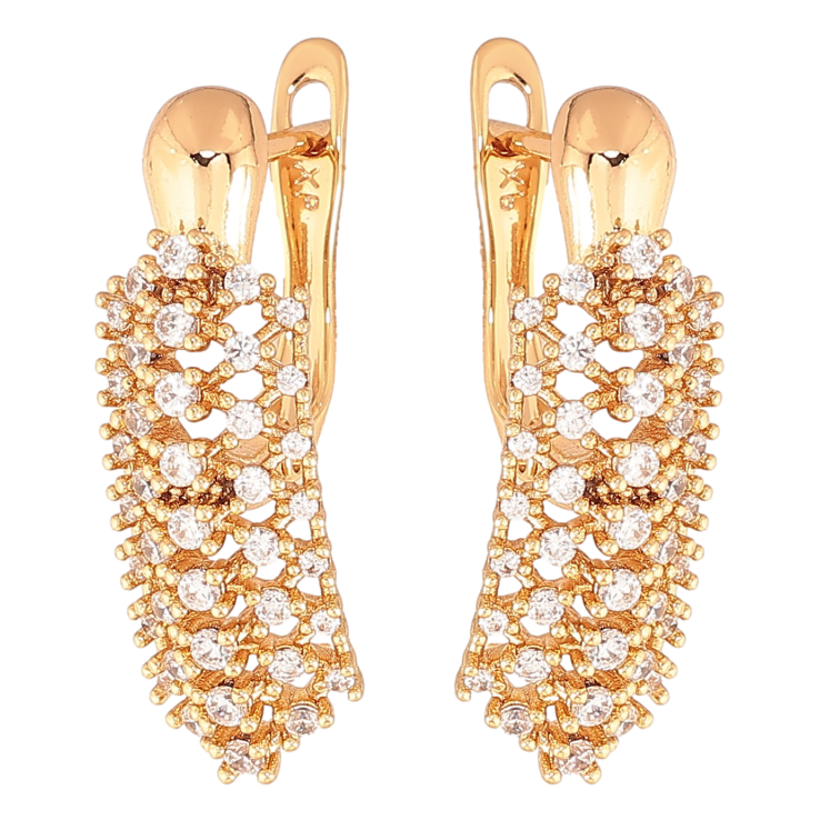 Сережки Xuping колір позолота 18K англійський замок візерунок з  кристалами фото №12