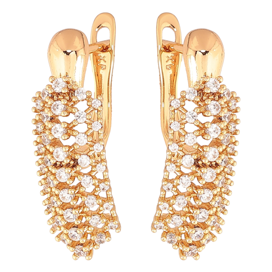 Серьги Xuping цвет позолота 18K английский замок узор с кристаллами фото №1