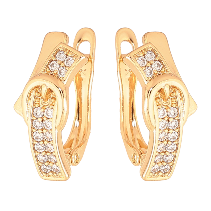 Серьги Xuping цвет позолота 18K английский замок ремешки с кристаллами фото №7