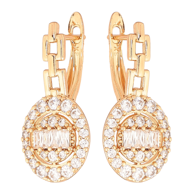 Сережки Xuping колір позолота 18K англійський замок візерунок з  кристалами фото №10