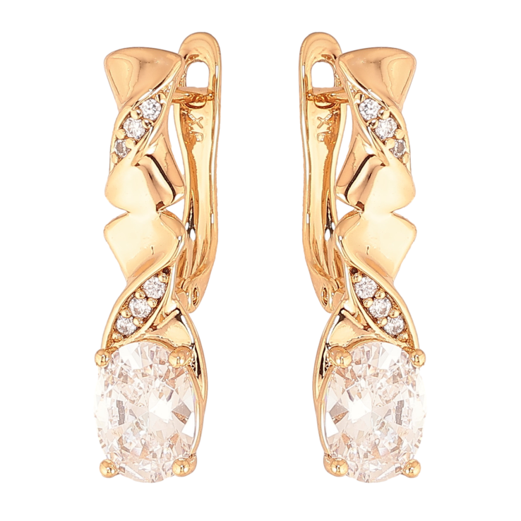 Сережки Xuping колір позолота 18K англійський замок візерунок з  кристалами фото №5