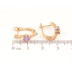 Серьги Xuping цвет позолота 18K английский замок узор с сиреневыми кристаллами фото №2