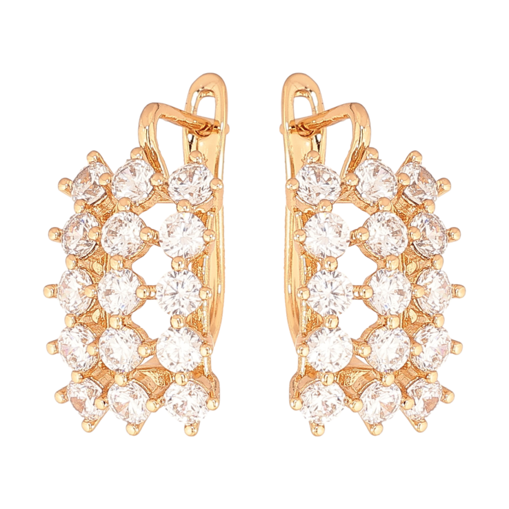 Серьги Xuping цвет позолота 18K английский замок узор с кристаллами фото №21