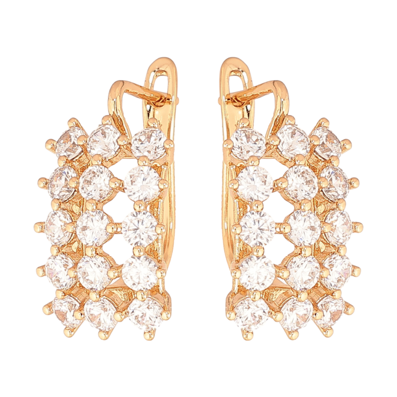 Серьги Xuping цвет позолота 18K английский замок узор с кристаллами фото №1