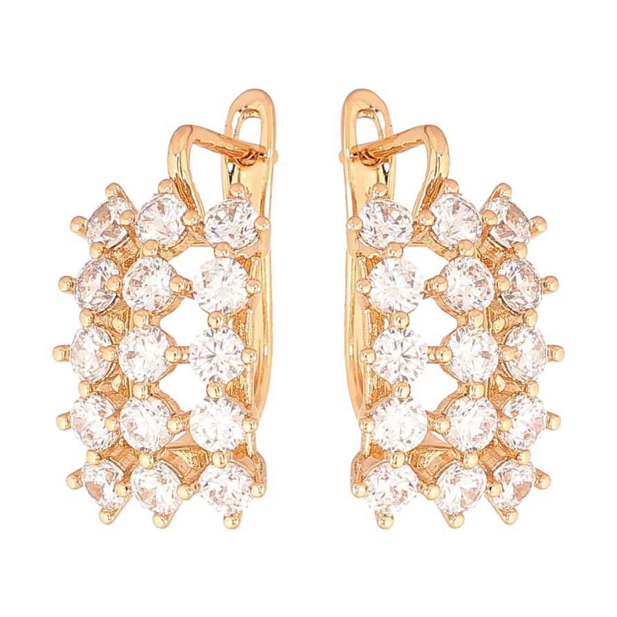 Серьги Xuping цвет позолота 18K английский замок узор с кристаллами фото №1