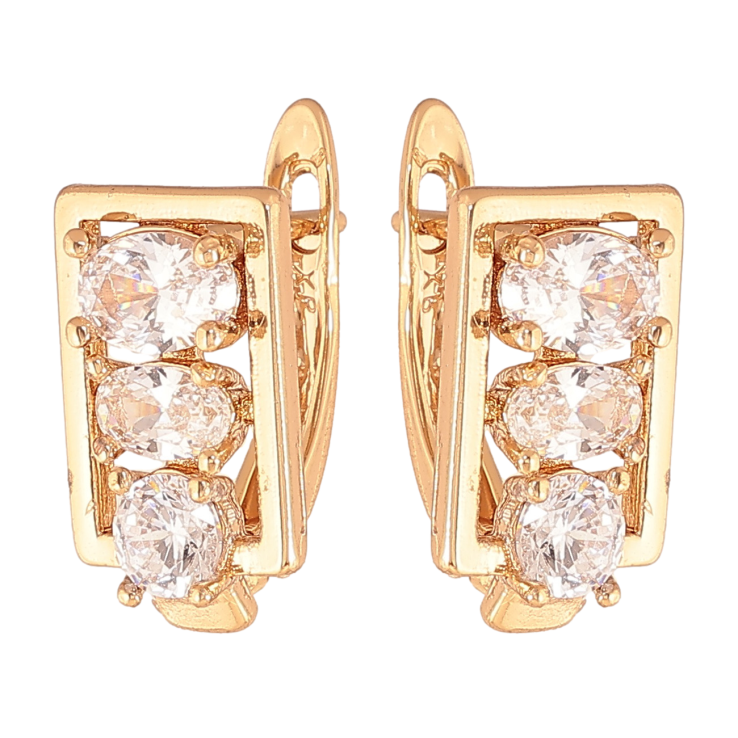 Сережки Xuping колір позолота 18K англійський замок візерунок з кристалами фото №24