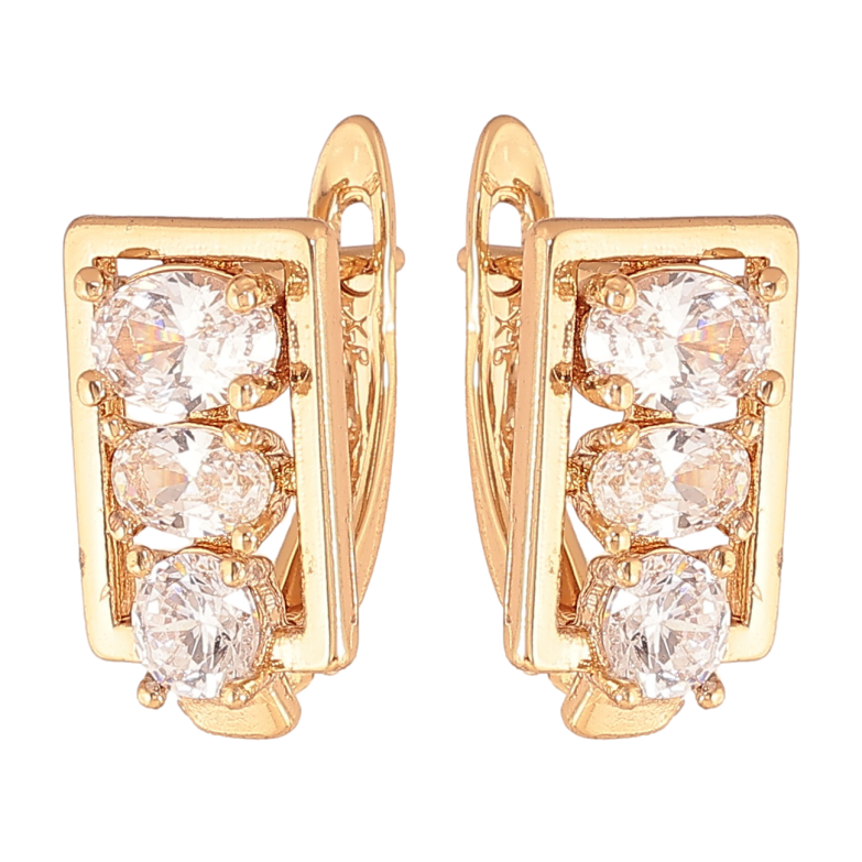 Сережки Xuping колір позолота 18K англійський замок візерунок з кристалами фото №1