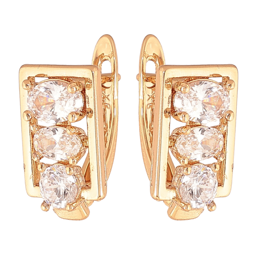 Сережки Xuping колір позолота 18K англійський замок візерунок з кристалами фото №1