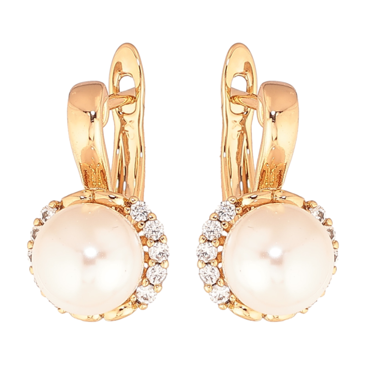 Сережки Xuping колір позолота 18K англійський замок візерунок з перлинами фото №24