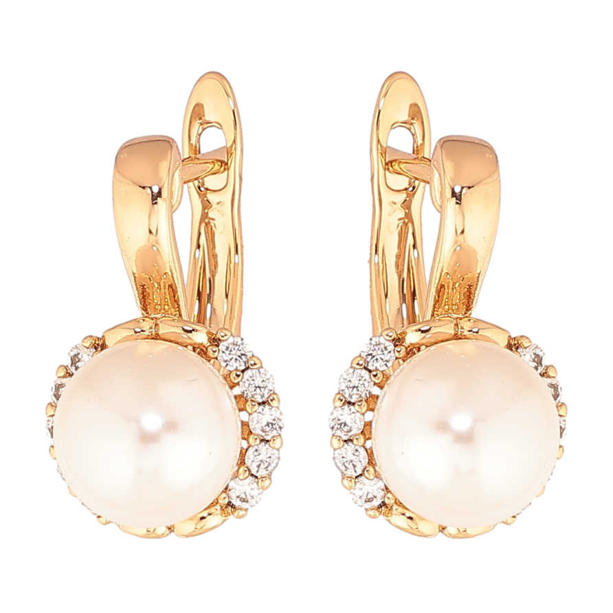 Серьги Xuping цвет позолота 18K английский замок узор с жемчужинами фото №1