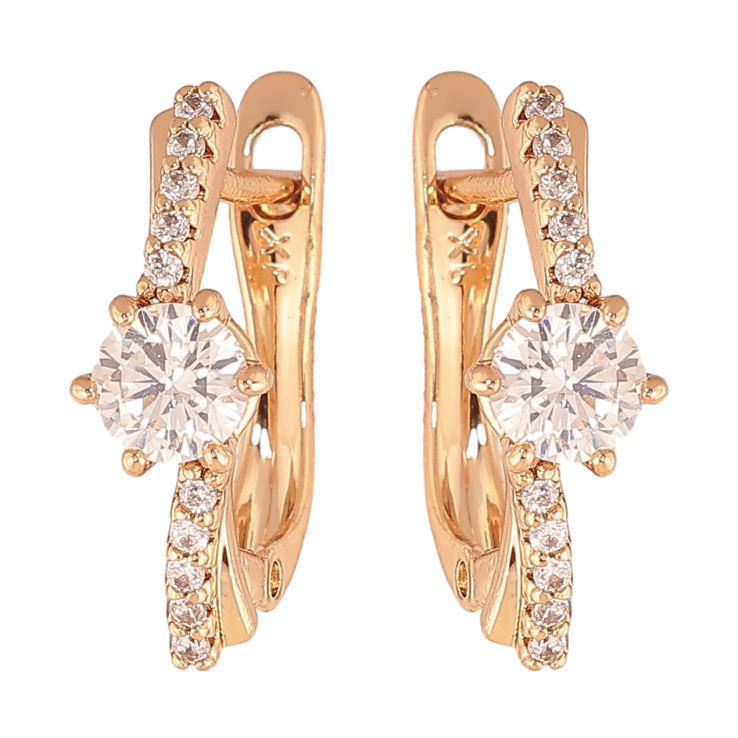 Серьги Xuping цвет позолота 18K английский замок узор с кристаллами фото №22