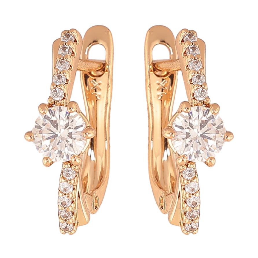 Серьги Xuping цвет позолота 18K английский замок узор с кристаллами фото №1