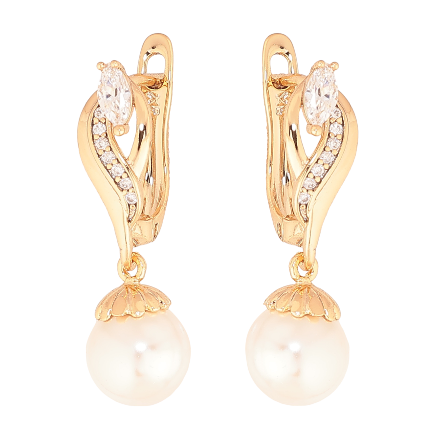 Серьги Xuping цвет позолота 18K английский замок жемчужные подвески фото №1