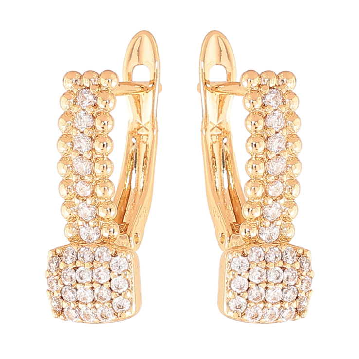 Серьги Xuping цвет позолота 18K английский замок инкрустация кристаллами фото №4