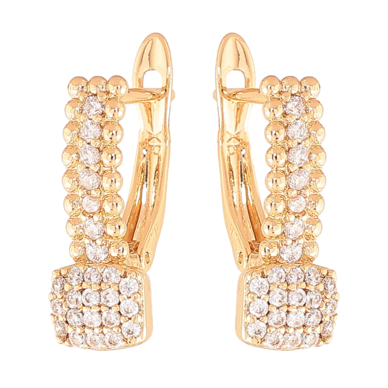 Серьги Xuping цвет позолота 18K английский замок инкрустация кристаллами фото №1