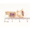 Серьги Xuping цвет позолота 18K английский замок узор с сиреневыми кристаллами фото №2