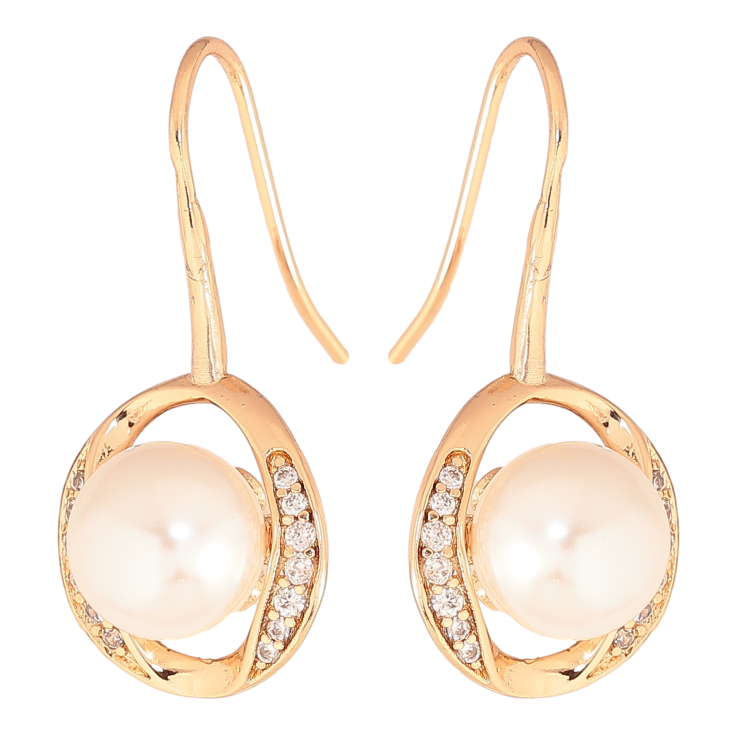 Сережки Xuping колір позолота 18K французький замок перлини в овалах фото №5 Сережки Xuping колір позолота 18K французький замок перлини в овалах фото №5