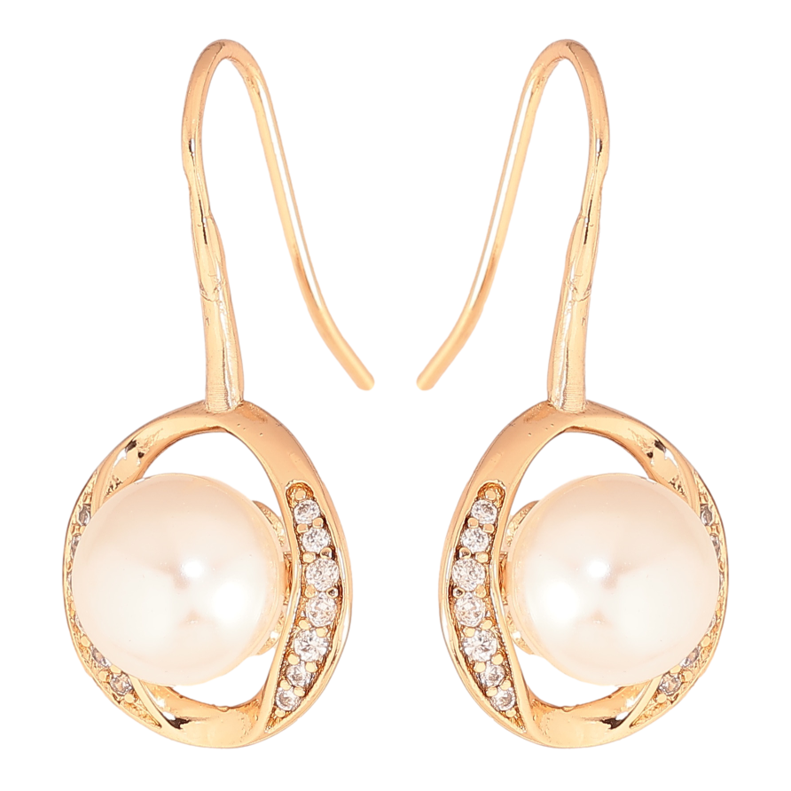 Серьги Xuping цвет позолота 18K французский замок жемчужины в овалах фото №1 Серьги Xuping цвет позолота 18K французский замок жемчужины в овалах фото №1